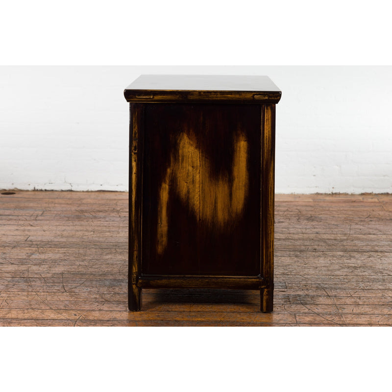 Chinese Qing Dynasty 19th Century Side Cabinet with Black and Brown Lacquer-YN2593-11. Asian & Chinese Furniture, Art, Antiques, Vintage Home Décor for sale at FEA Home