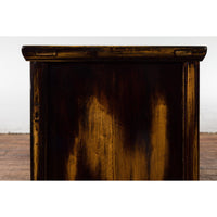 Chinese Qing Dynasty 19th Century Side Cabinet with Black and Brown Lacquer