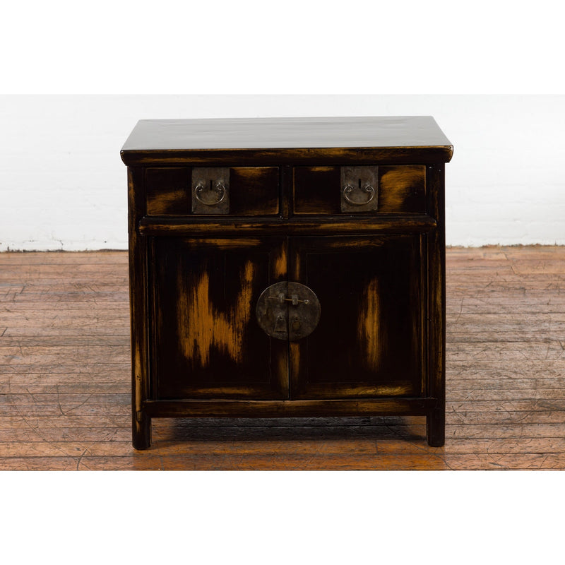 Chinese Qing Dynasty 19th Century Side Cabinet with Black and Brown Lacquer-YN2593-15. Asian & Chinese Furniture, Art, Antiques, Vintage Home Décor for sale at FEA Home