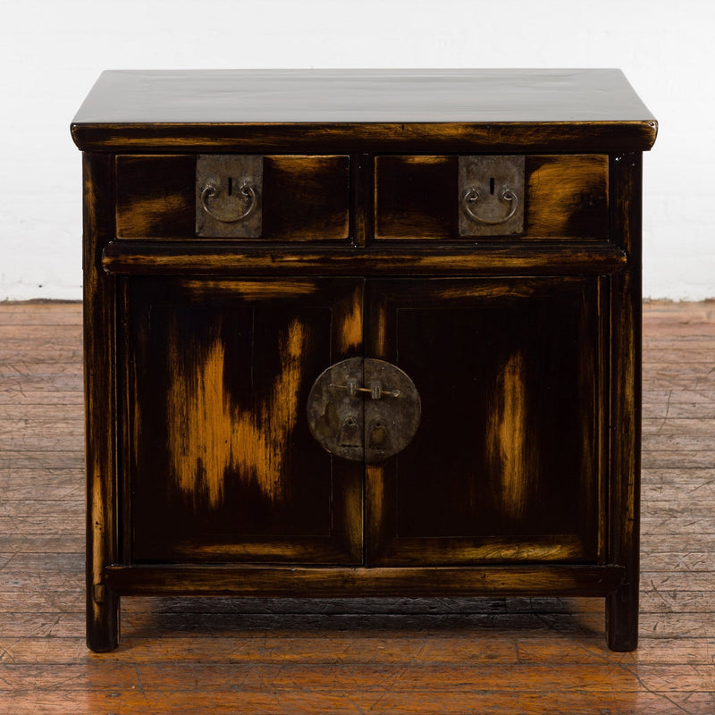 Chinese Qing Dynasty 19th Century Side Cabinet with Black and Brown Lacquer-YN2593-16. Asian & Chinese Furniture, Art, Antiques, Vintage Home Décor for sale at FEA Home