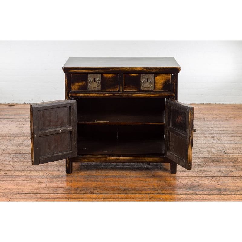 Chinese Qing Dynasty 19th Century Side Cabinet with Black and Brown Lacquer-YN2593-2. Asian & Chinese Furniture, Art, Antiques, Vintage Home Décor for sale at FEA Home