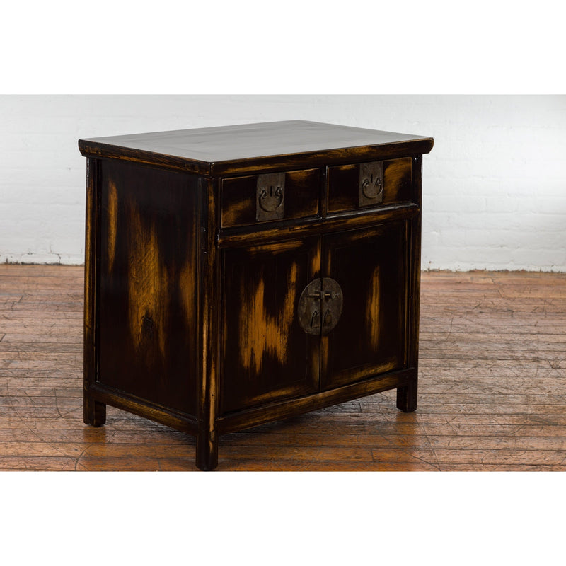 Chinese Qing Dynasty 19th Century Side Cabinet with Black and Brown Lacquer-YN2593-4. Asian & Chinese Furniture, Art, Antiques, Vintage Home Décor for sale at FEA Home