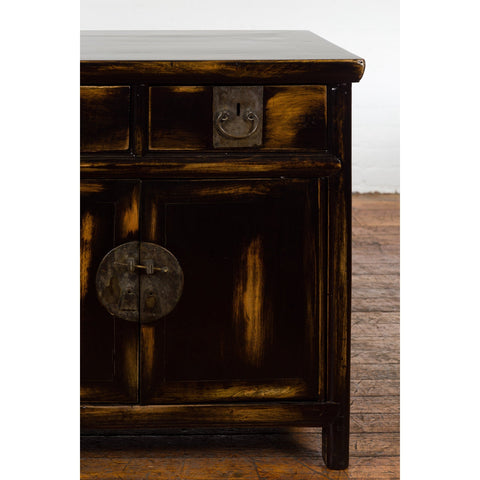 Chinese Qing Dynasty 19th Century Side Cabinet with Black and Brown Lacquer-YN2593-8. Asian & Chinese Furniture, Art, Antiques, Vintage Home Décor for sale at FEA Home