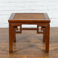 Chinese Qing Dynasty 19th Century Stool or Drinks Table with Woven Rattan Top