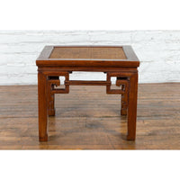 Chinese Qing Dynasty 19th Century Stool or Drinks Table with Woven Rattan Top