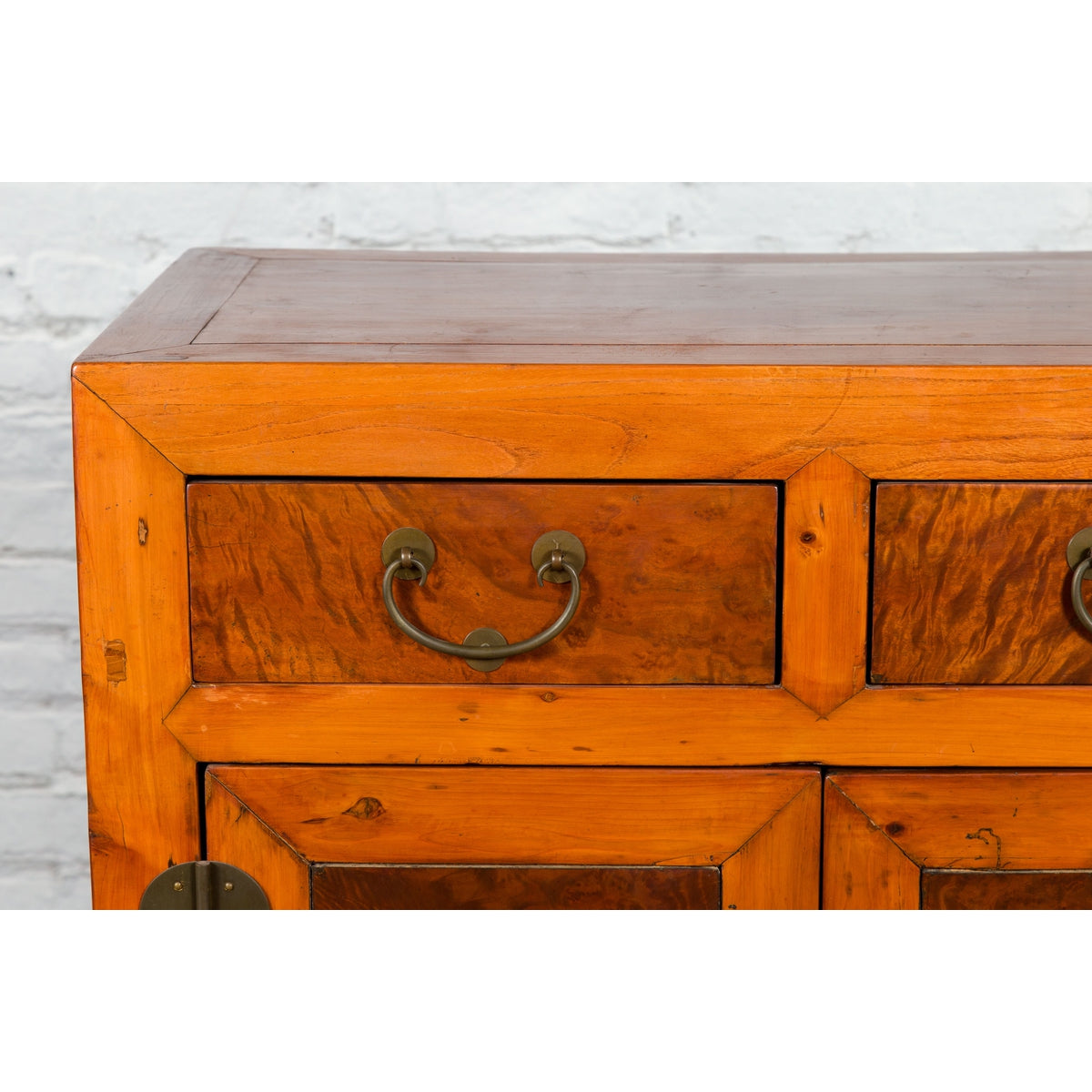 Chinese Qing Dynasty 19th Century Two-Toned Elm Cabinet with Burl Wood Accents-10. Asian &amp; Chinese Furniture, Art, Antiques, Vintage Home Décor for sale at FEA Home