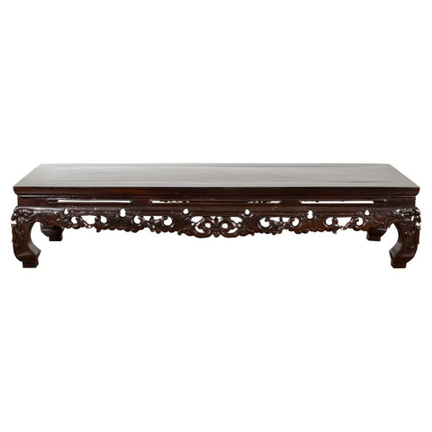 This-is-a-picture-of-a-Chinese Qing Dynasty Low Kang Coffee Table with Carved Apron and Dark Lacquer-image-position-1-style-YN4014-Shop-for-Vintage-and-Antique-Asian-and-Chinese-Furniture-for-sale-at-FEA Home-NYC