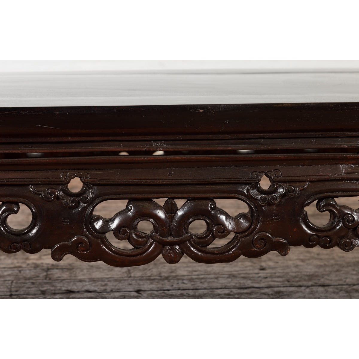 Chinese Qing Dynasty Low Kang Coffee Table with Carved Apron and Dark Lacquer-11. Asian &amp; Chinese Furniture, Art, Antiques, Vintage Home Décor for sale at FEA Home