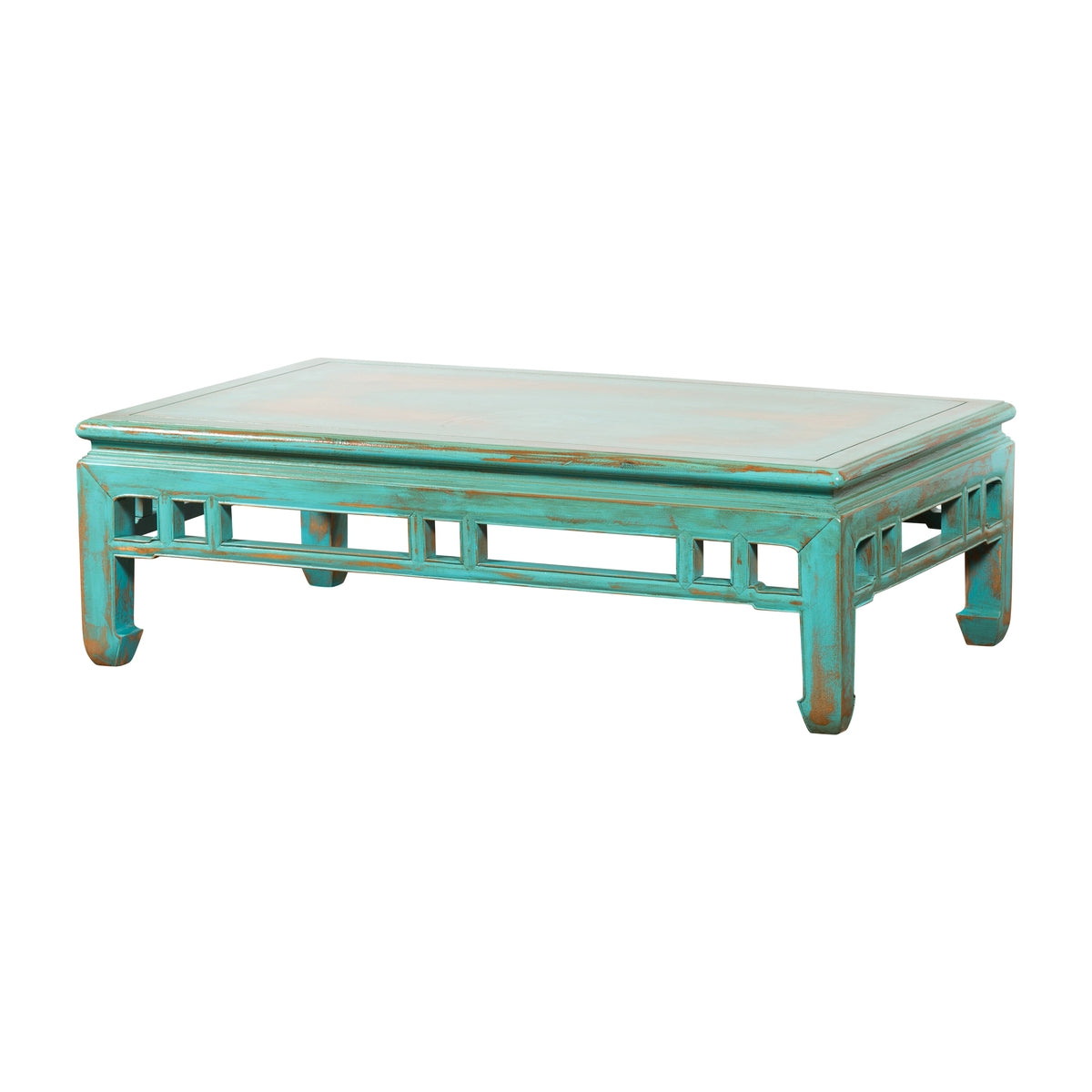 Low Kang Coffee Table with Custom Aqua Teal Lacquer-1. Asian & Chinese Furniture, Art, Antiques, Vintage Home Décor for sale at FEA Home