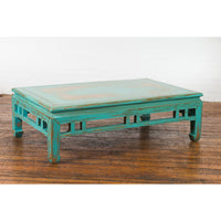 Chinese Qing Dynasty Low Kang Coffee Table with Custom Aqua Teal Lacquer