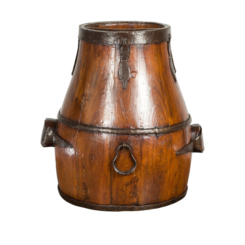 Chinese Qing Dynasty Period 19th Century Pear-Shaped Wooden Grain Basket-YN4220-1. Asian & Chinese Furniture, Art, Antiques, Vintage Home Décor for sale at FEA Home
