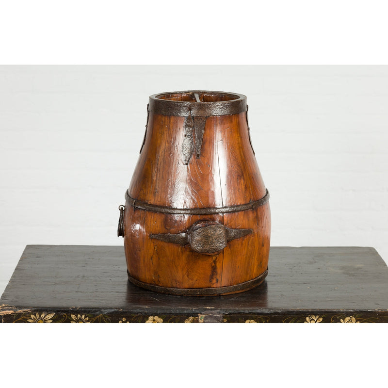 Chinese Qing Dynasty Period 19th Century Pear-Shaped Wooden Grain Basket-YN4220-10. Asian & Chinese Furniture, Art, Antiques, Vintage Home Décor for sale at FEA Home