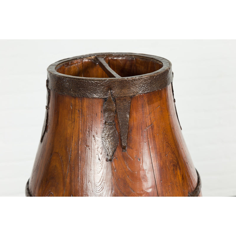 This-is-a-picture-of-a-Chinese Qing Dynasty Period 19th Century Pear-Shaped Wooden Grain Basket-image-position-11-style-YN4220-Shop-for-Vintage-and-Antique-Asian-and-Chinese-Furniture-for-sale-at-FEA Home-NYC