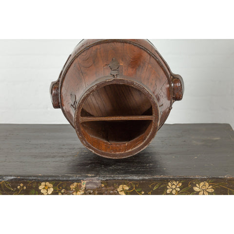 Chinese Qing Dynasty Period 19th Century Pear-Shaped Wooden Grain Basket-YN4220-13. Asian & Chinese Furniture, Art, Antiques, Vintage Home Décor for sale at FEA Home