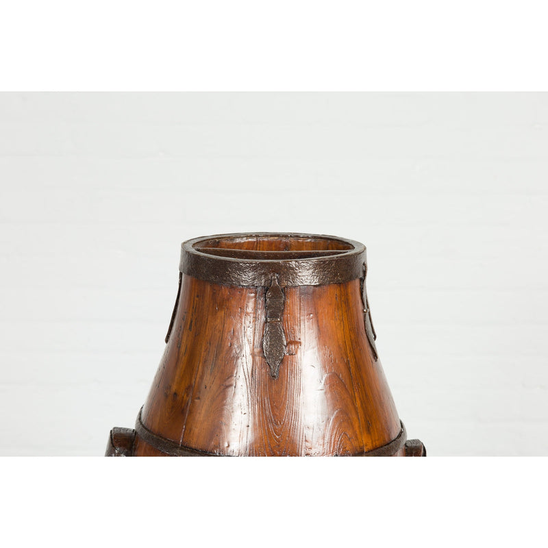 This-is-a-picture-of-a-Chinese Qing Dynasty Period 19th Century Pear-Shaped Wooden Grain Basket-image-position-3-style-YN4220-Shop-for-Vintage-and-Antique-Asian-and-Chinese-Furniture-for-sale-at-FEA Home-NYC
