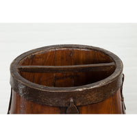 Chinese Qing Dynasty Period 19th Century Pear-Shaped Wooden Grain Basket