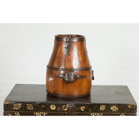 Chinese Qing Dynasty Period 19th Century Pear-Shaped Wooden Grain Basket