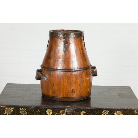 Chinese Qing Dynasty Period 19th Century Pear-Shaped Wooden Grain Basket-YN4220-9. Asian & Chinese Furniture, Art, Antiques, Vintage Home Décor for sale at FEA Home