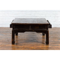 Chinese Qing Dynasty Period Brown Lacquered Coffee Table with Original Finish