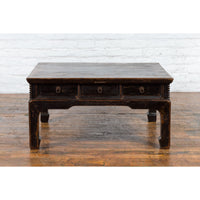 This-is-a-picture-of-a-Chinese Qing Dynasty Period Brown Lacquered Coffee Table with Original Finish-with-image-position-2-style-YN3373-Shop-for-Vintage-and-Antique-Asian-and-Chinese-Furniture-for-sale-at-FEA Home-NYC