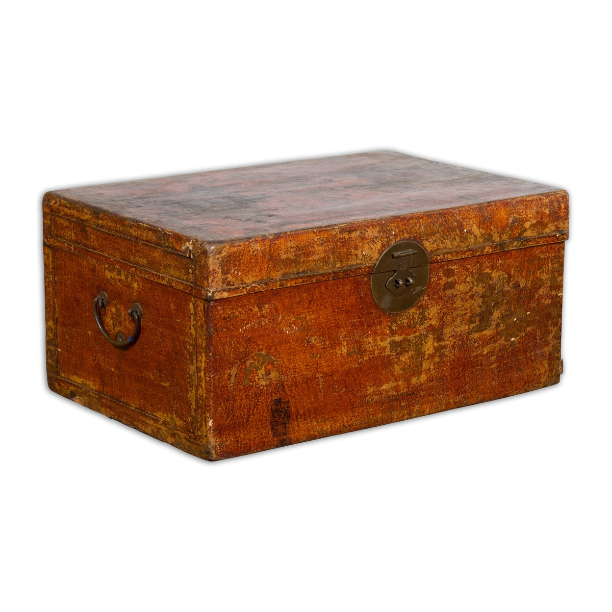 Chinese Qing Dynasty Period Lacquered Leather Trunk with Distressed Patina-1. Asian & Chinese Furniture, Art, Antiques, Vintage Home Décor for sale at FEA Home