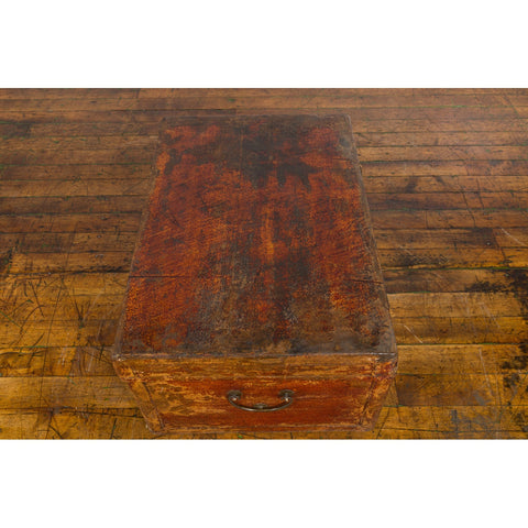 Chinese Qing Dynasty Period Lacquered Leather Trunk with Distressed Patina-10. Asian & Chinese Furniture, Art, Antiques, Vintage Home Décor for sale at FEA Home