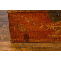 Chinese Qing Dynasty Period Lacquered Leather Trunk with Distressed Patina