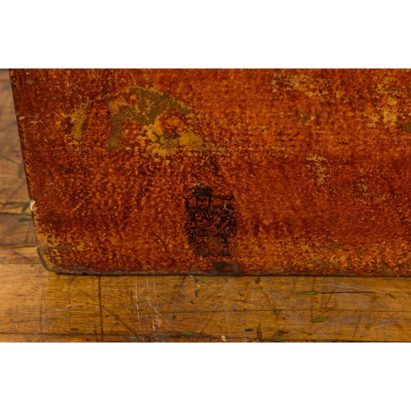 Chinese Qing Dynasty Period Lacquered Leather Trunk with Distressed Patina-16. Asian & Chinese Furniture, Art, Antiques, Vintage Home Décor for sale at FEA Home