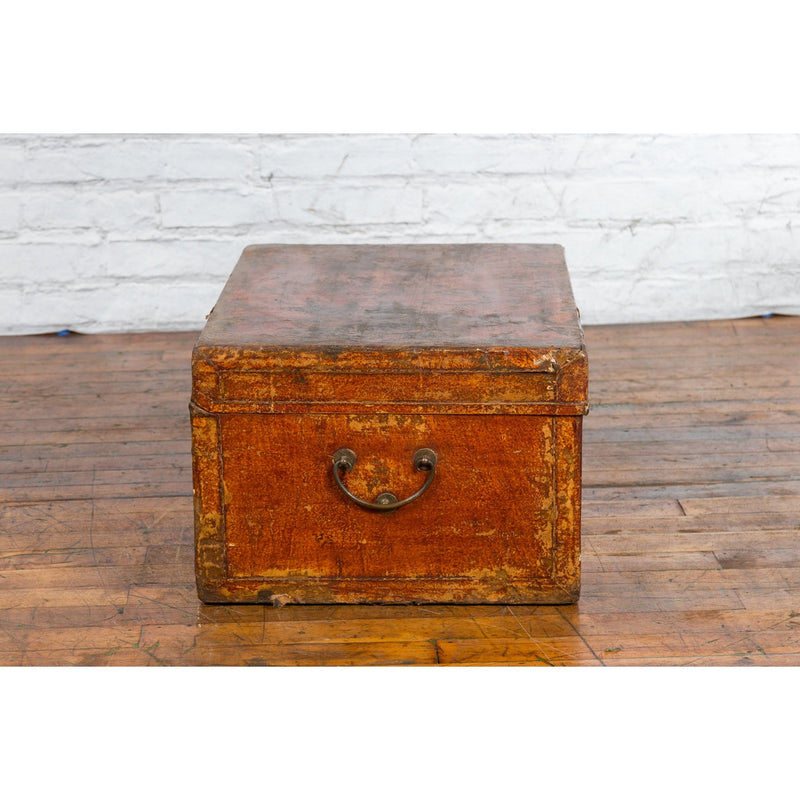 Chinese Qing Dynasty Period Lacquered Leather Trunk with Distressed Patina-4. Asian & Chinese Furniture, Art, Antiques, Vintage Home Décor for sale at FEA Home