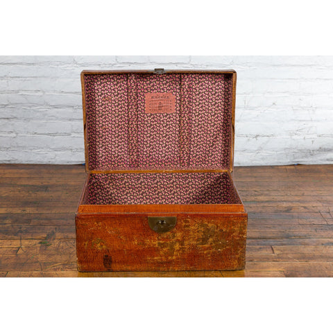 Chinese Qing Dynasty Period Lacquered Leather Trunk with Distressed Patina-8. Asian & Chinese Furniture, Art, Antiques, Vintage Home Décor for sale at FEA Home