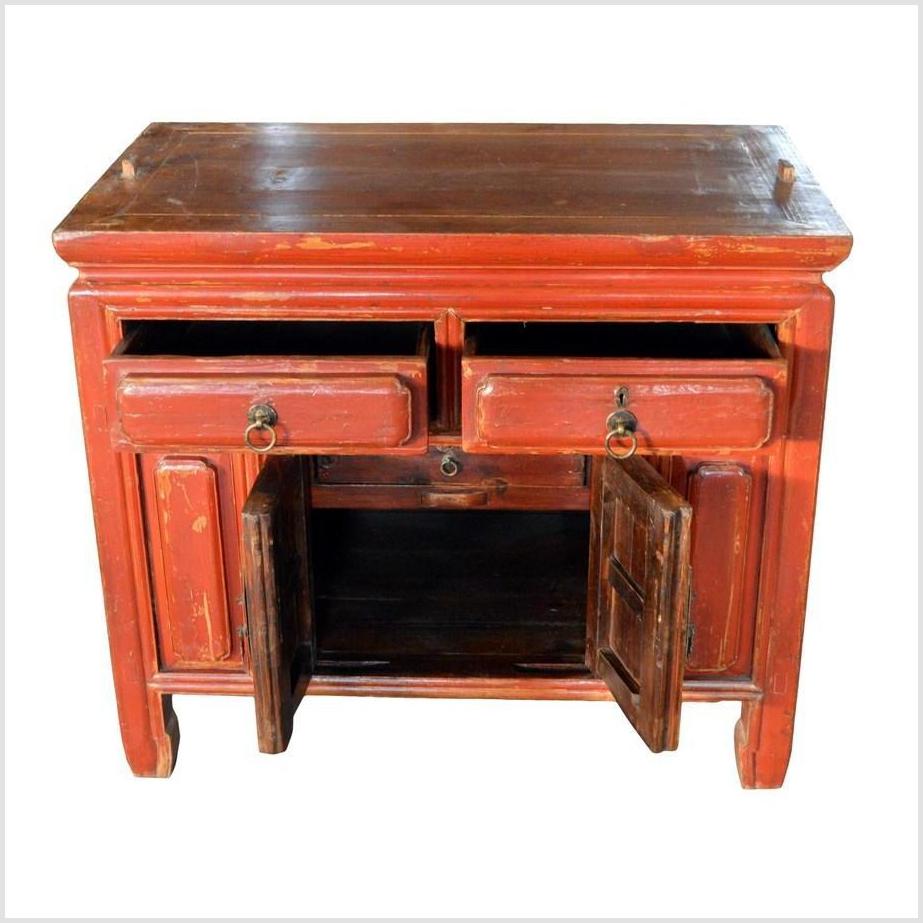 Chinese Red Lacquer Side Cabinet-2. Asian & Chinese Furniture, Art, Antiques, Vintage Home Décor for sale at FEA Home