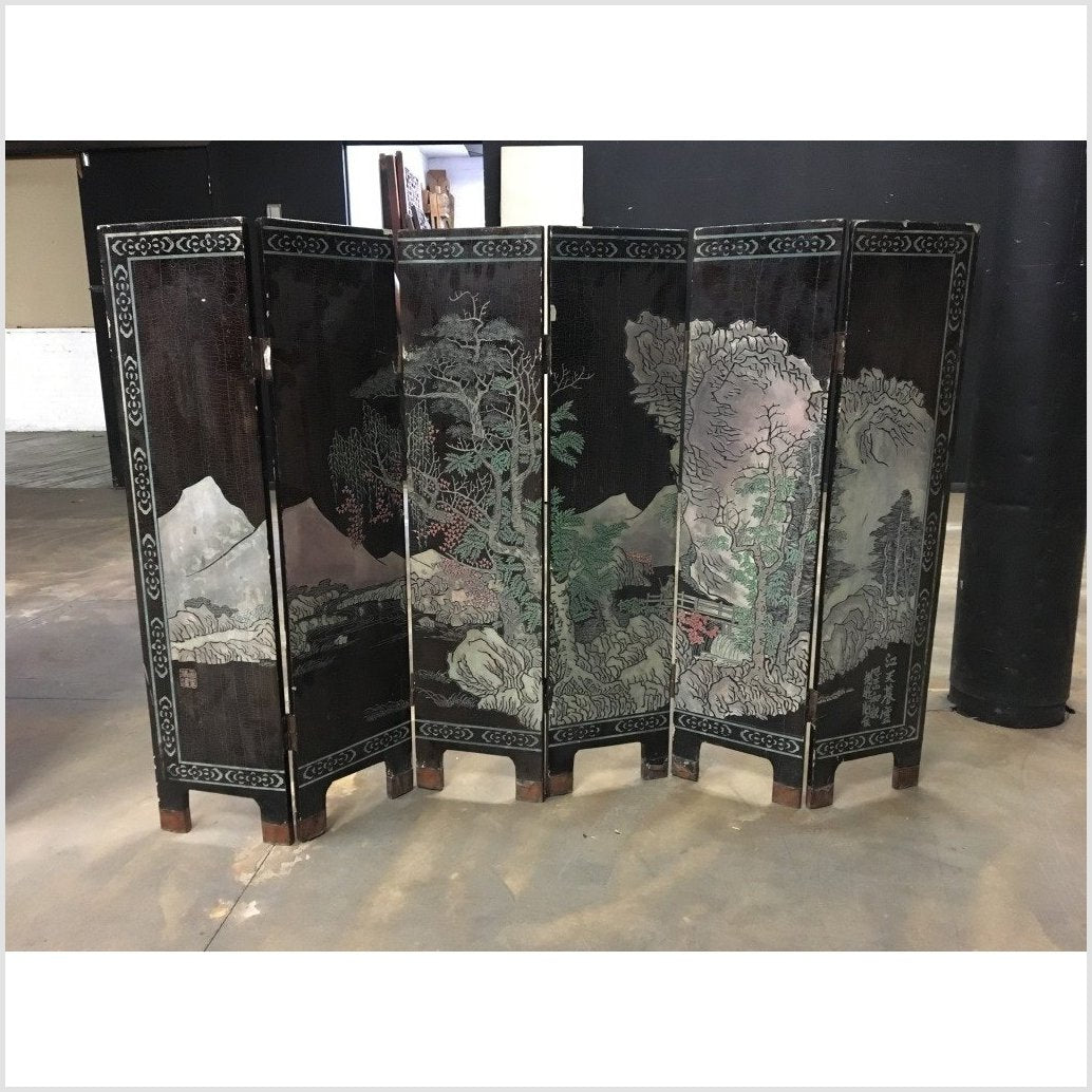 Chinese 6- Panel Ping Feng-12. Asian &amp; Chinese Furniture, Art, Antiques, Vintage Home Décor for sale at FEA Home