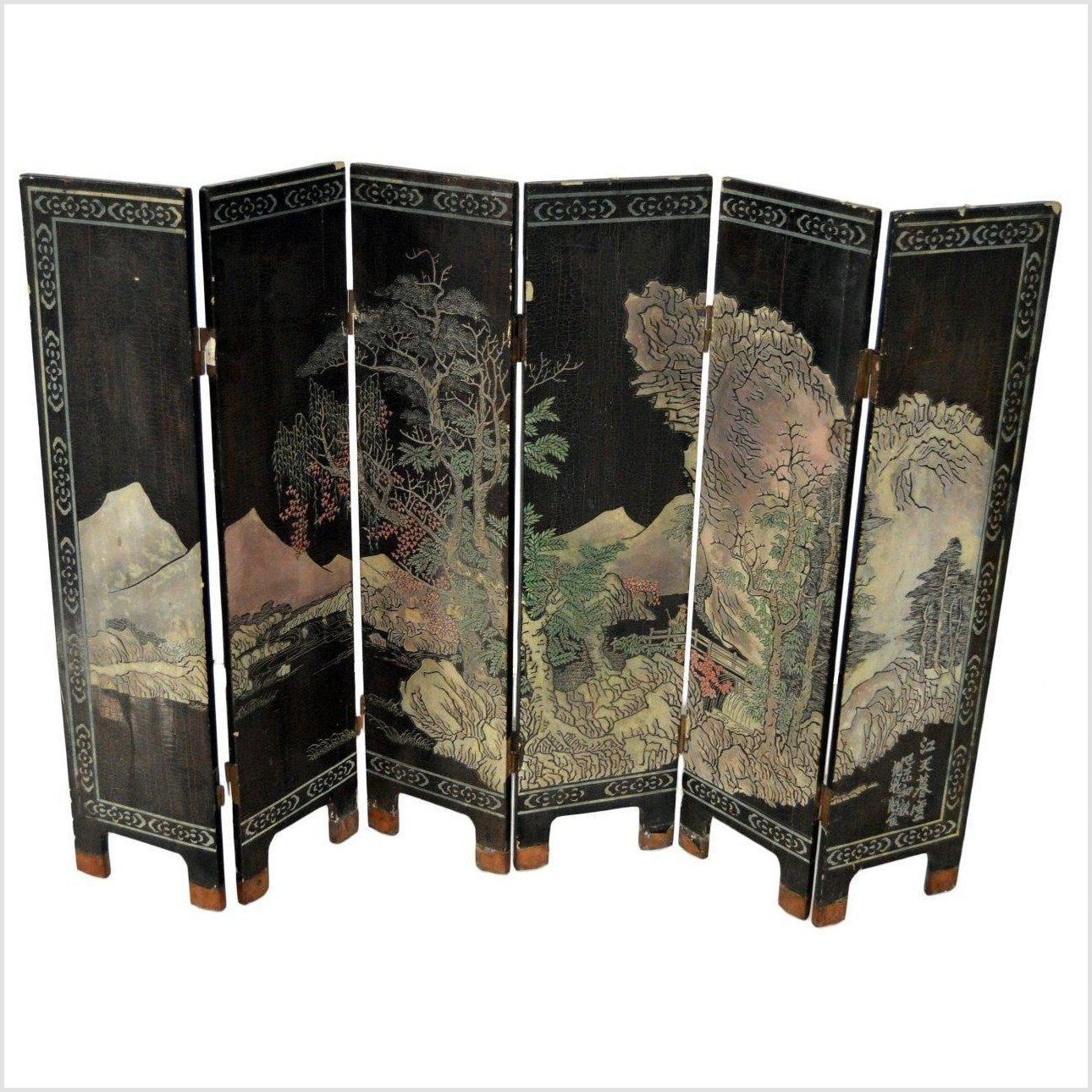 Chinese 6- Panel Ping Feng-2. Asian & Chinese Furniture, Art, Antiques, Vintage Home Décor for sale at FEA Home