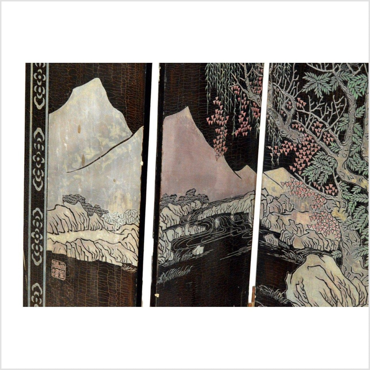 Chinese 6- Panel Ping Feng-9. Asian &amp; Chinese Furniture, Art, Antiques, Vintage Home Décor for sale at FEA Home