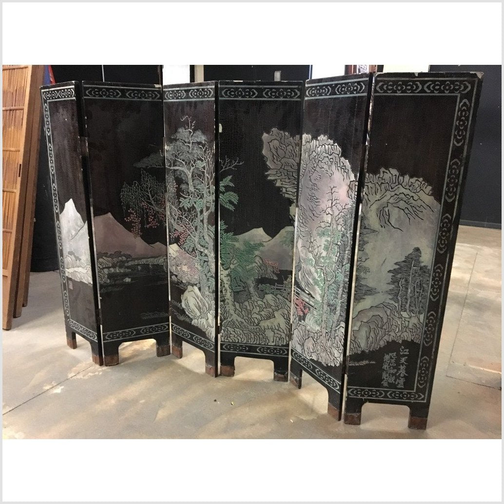 Chinese 6- Panel Ping Feng-1. Asian & Chinese Furniture, Art, Antiques, Vintage Home Décor for sale at FEA Home