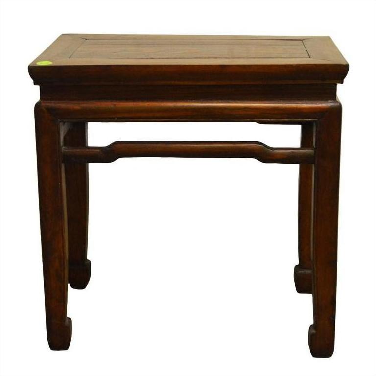 Dark wood side table with straight legs, traditional simple design, shown against a plain background.