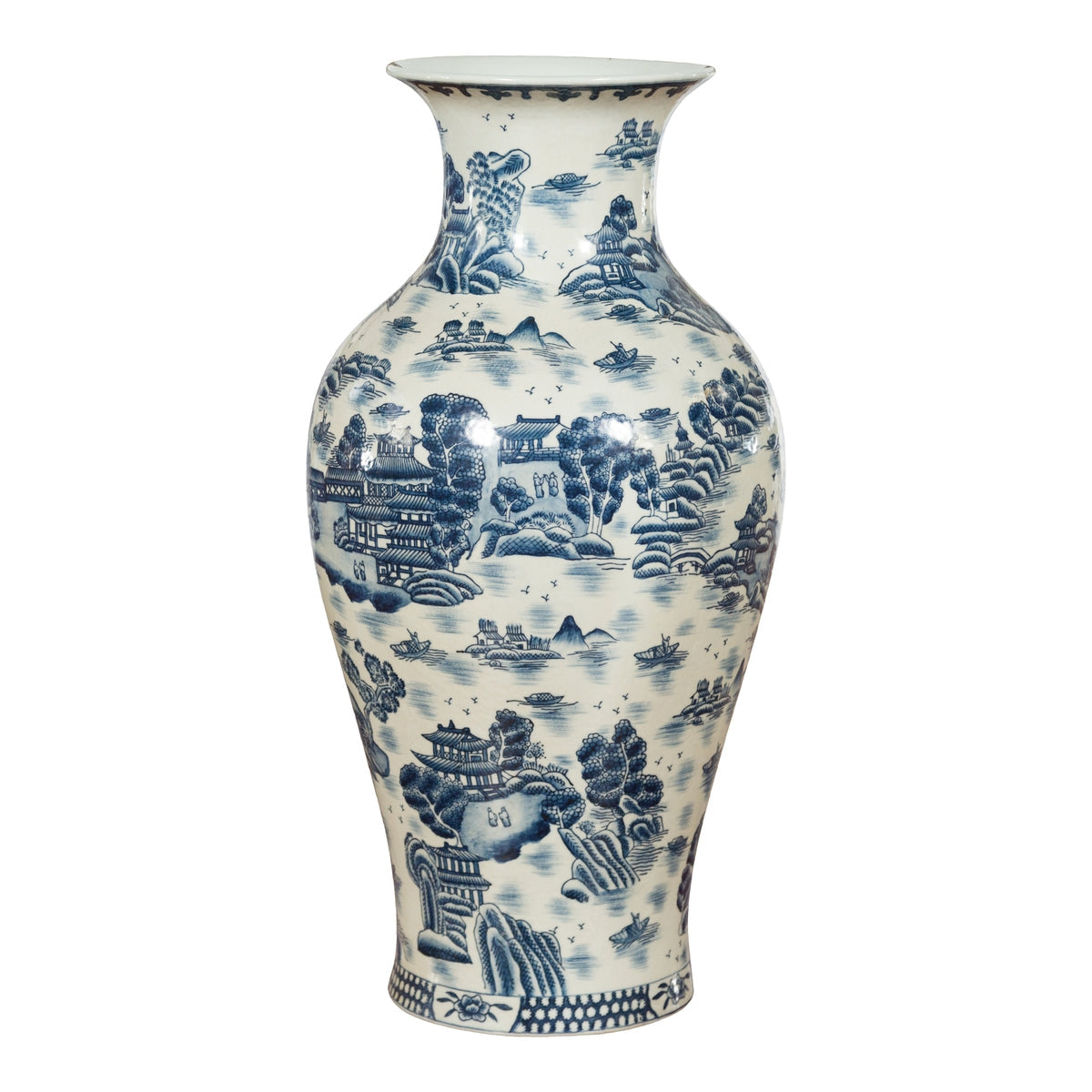 Porcelain Vintage Blue and White Chinese Vase-1. Asian & Chinese Furniture, Art, Antiques, Vintage Home Décor for sale at FEA Home