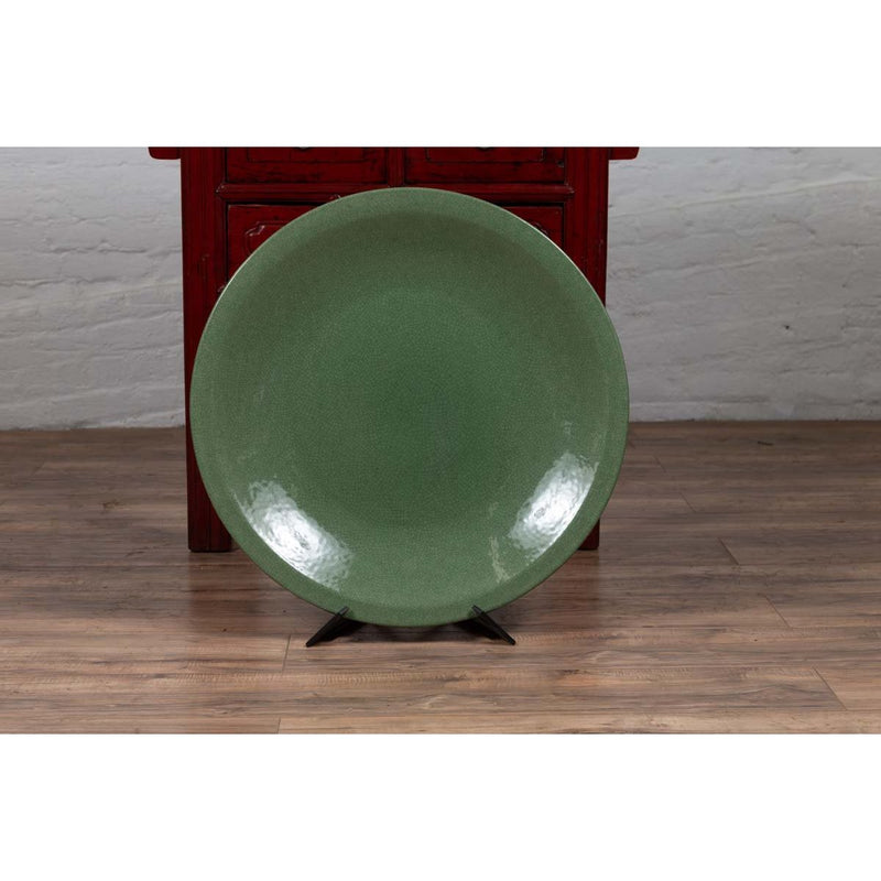 Vintage Chinese Celadon Ceramic Charger-YN6529-4. Asian & Chinese Furniture, Art, Antiques, Vintage Home Décor for sale at FEA Home