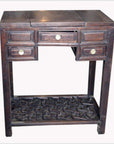 Chinese Vintage Dark Lacquered Wood Dressing Table with Mirror and Drawers-3. Asian & Chinese Furniture, Art, Antiques, Vintage Home Décor for sale at FEA Home