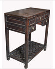 Chinese Vintage Dark Lacquered Wood Dressing Table with Mirror and Drawers-4. Asian & Chinese Furniture, Art, Antiques, Vintage Home Décor for sale at FEA Home