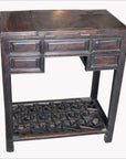 Chinese Vintage Dark Lacquered Wood Dressing Table with Mirror and Drawers-7. Asian & Chinese Furniture, Art, Antiques, Vintage Home Décor for sale at FEA Home