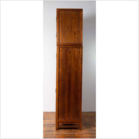 Chinese Vintage Elm Compound Two-Part Wedding Wardrobe with Doors and Drawers