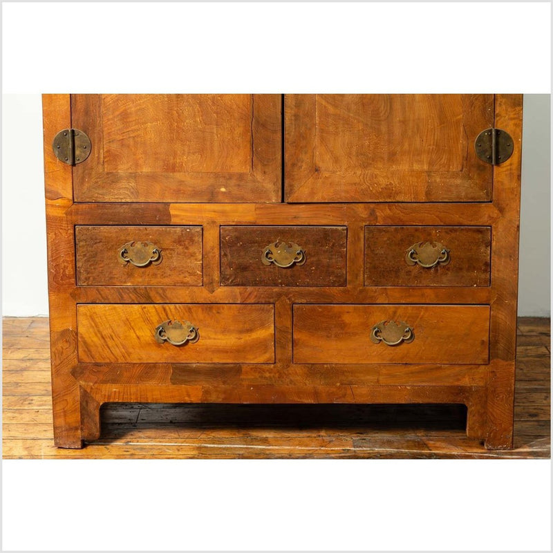 Chinese Vintage Elm Compound Two-Part Wedding Wardrobe with Doors and Drawers-YN6429-6. Asian & Chinese Furniture, Art, Antiques, Vintage Home Décor for sale at FEA Home
