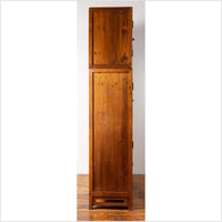 Chinese Vintage Elm Compound Two-Part Wedding Wardrobe with Doors and Drawers