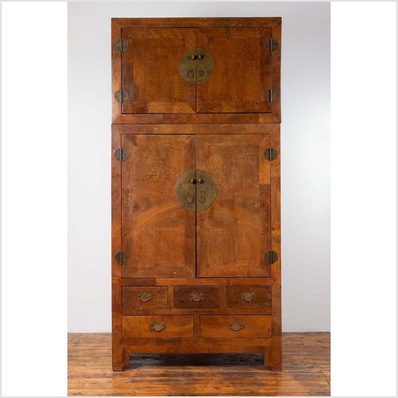 Chinese Vintage Elm Compound Two-Part Wedding Wardrobe with Doors and Drawers-YN6429-2. Asian & Chinese Furniture, Art, Antiques, Vintage Home Décor for sale at FEA Home