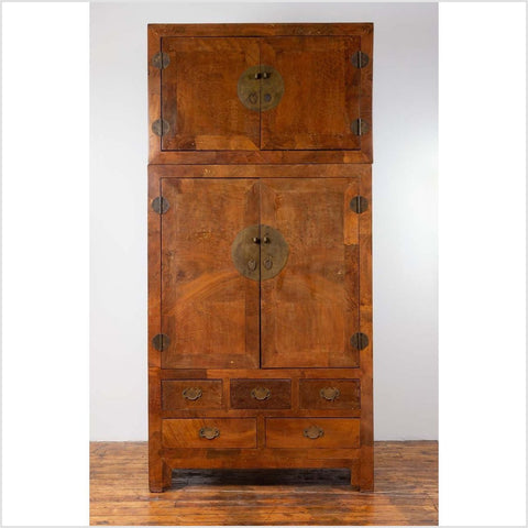 Chinese Vintage Elm Compound Two-Part Wedding Wardrobe with Doors and Drawers-YN6429-2. Asian & Chinese Furniture, Art, Antiques, Vintage Home Décor for sale at FEA Home