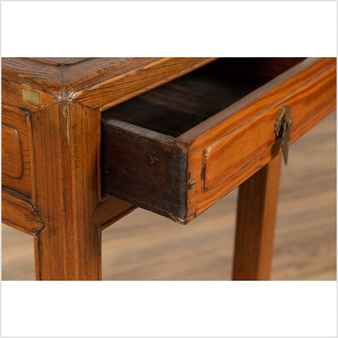 Chinese Vintage Elmwood Lamp Table with Single Drawer and Cracked Ice Shelf-YN6144-13. Asian & Chinese Furniture, Art, Antiques, Vintage Home Décor for sale at FEA Home