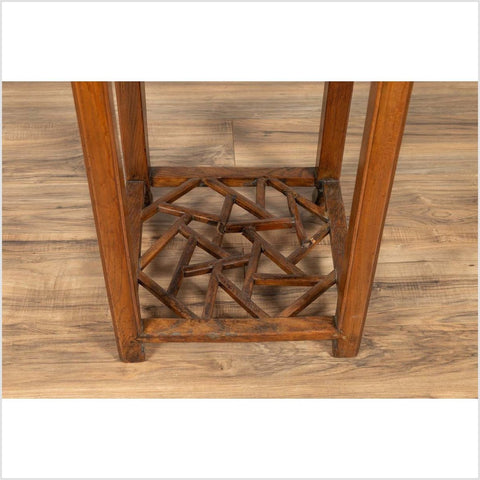 Chinese Vintage Elmwood Lamp Table with Single Drawer and Cracked Ice Shelf-YN6144-9. Asian & Chinese Furniture, Art, Antiques, Vintage Home Décor for sale at FEA Home