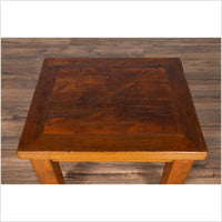 Chinese Vintage Natural Wood Side Table with Square Legs and Contemporary Design