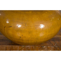 Chinese Vintage Porcelain Low Squat Planter with Yellow Mustard Glaze